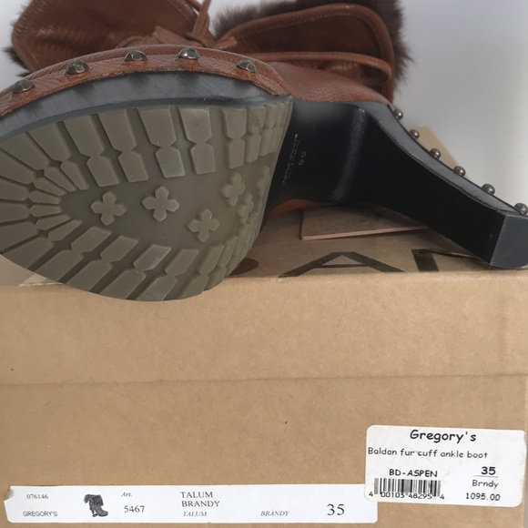 BRAND NEW BALDAN RABBIT FUR CUFF ANKLE BOOTS - Picture 8 of 8